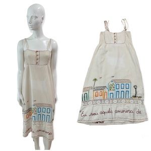 Vintage Embroidered Beach Summer Dress